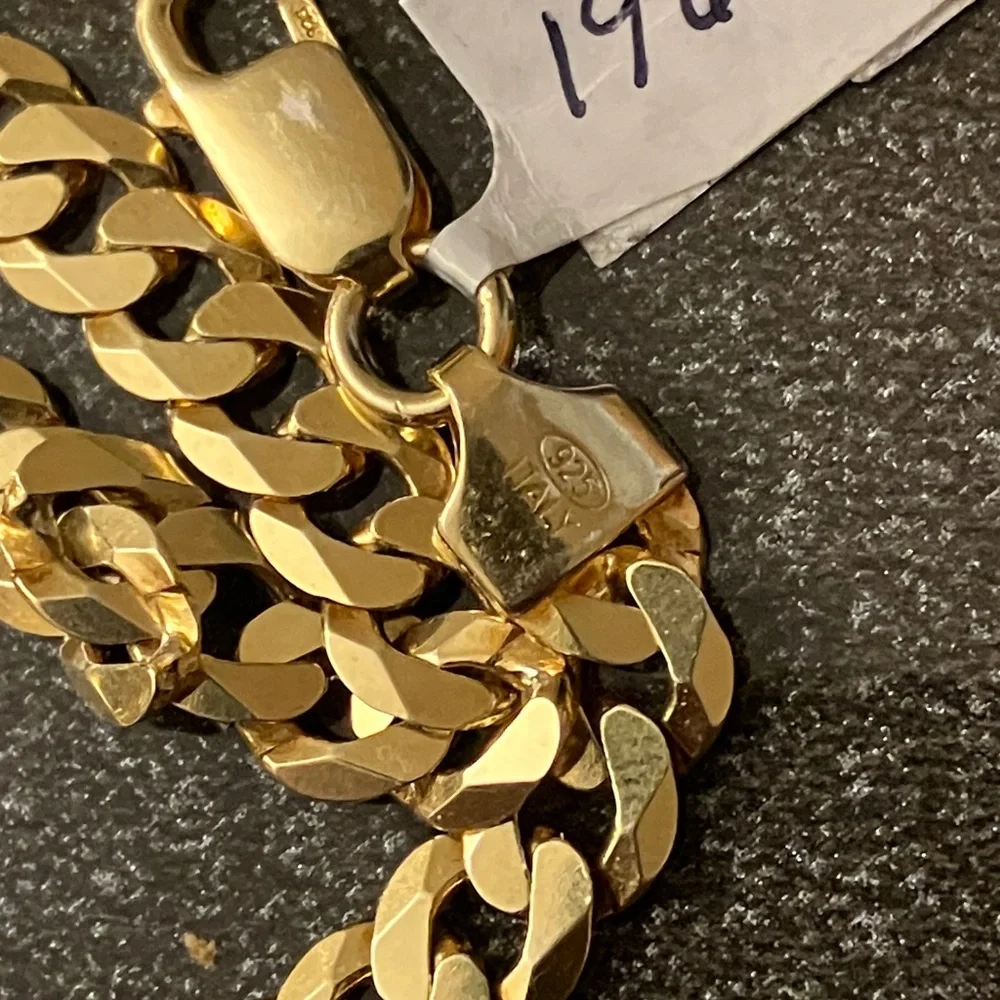 24K Gold Bonded 925 Cuban link Stamped Men’s Bracelet From Italy 🇮🇹 - Picture 13 of 15